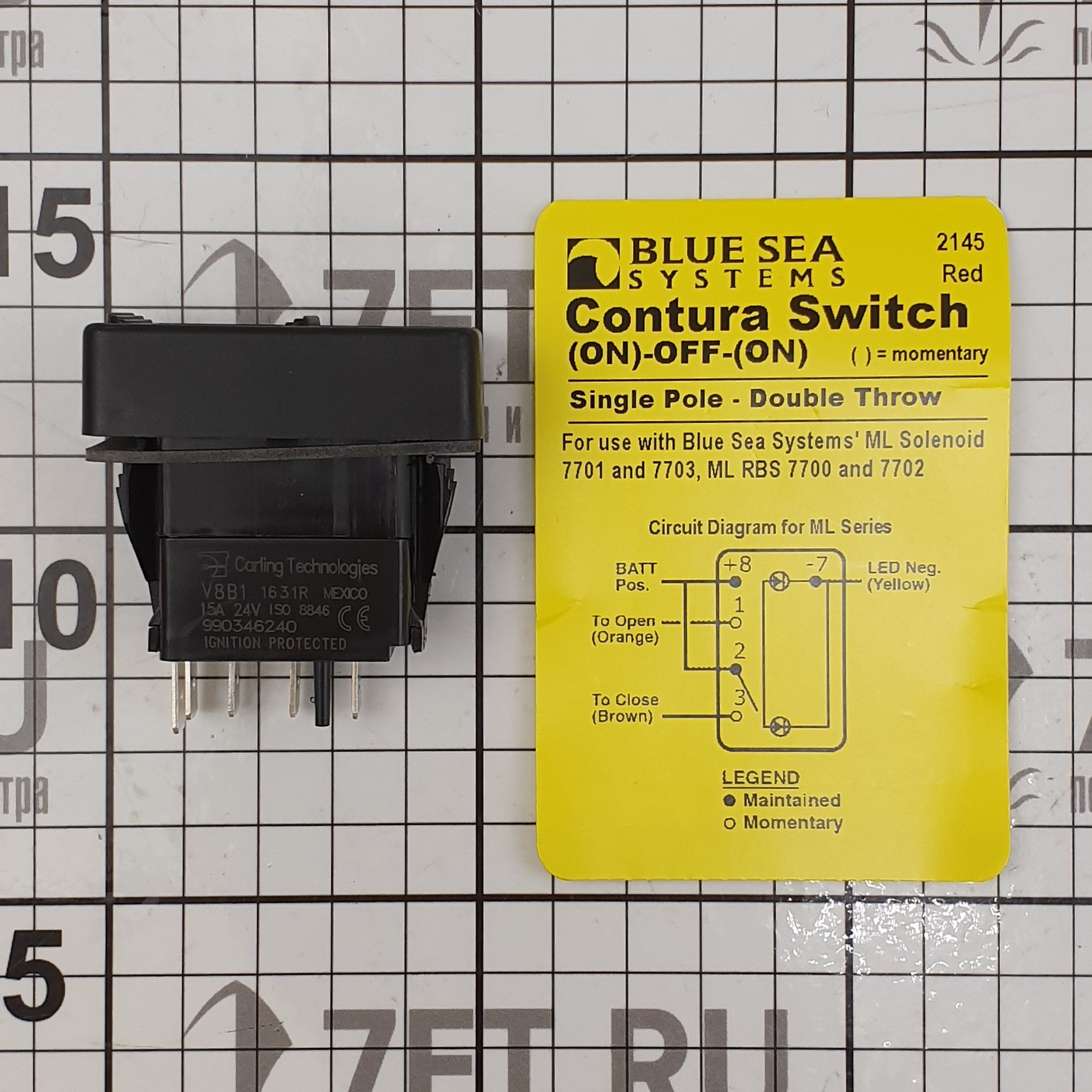 Дистанционный ручной переключатель Blue Sea 2145 (ON)-OFF-(ON)