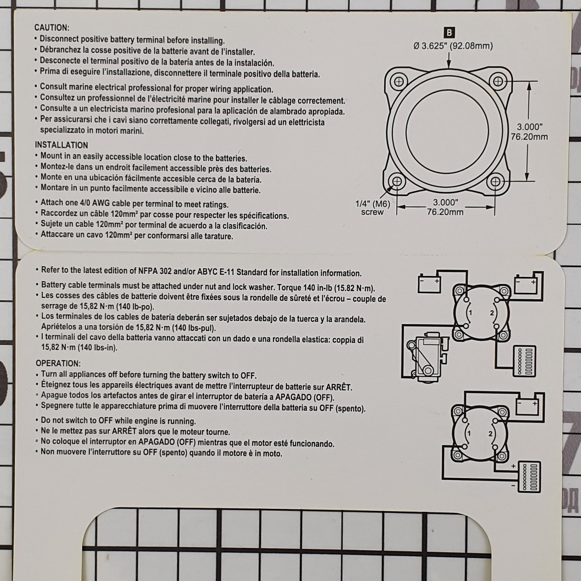 Переключатель АКБ Blue Sea e-Series 5510E 32 В 350 А двухполюсный ВКЛ-ВЫКЛ красный