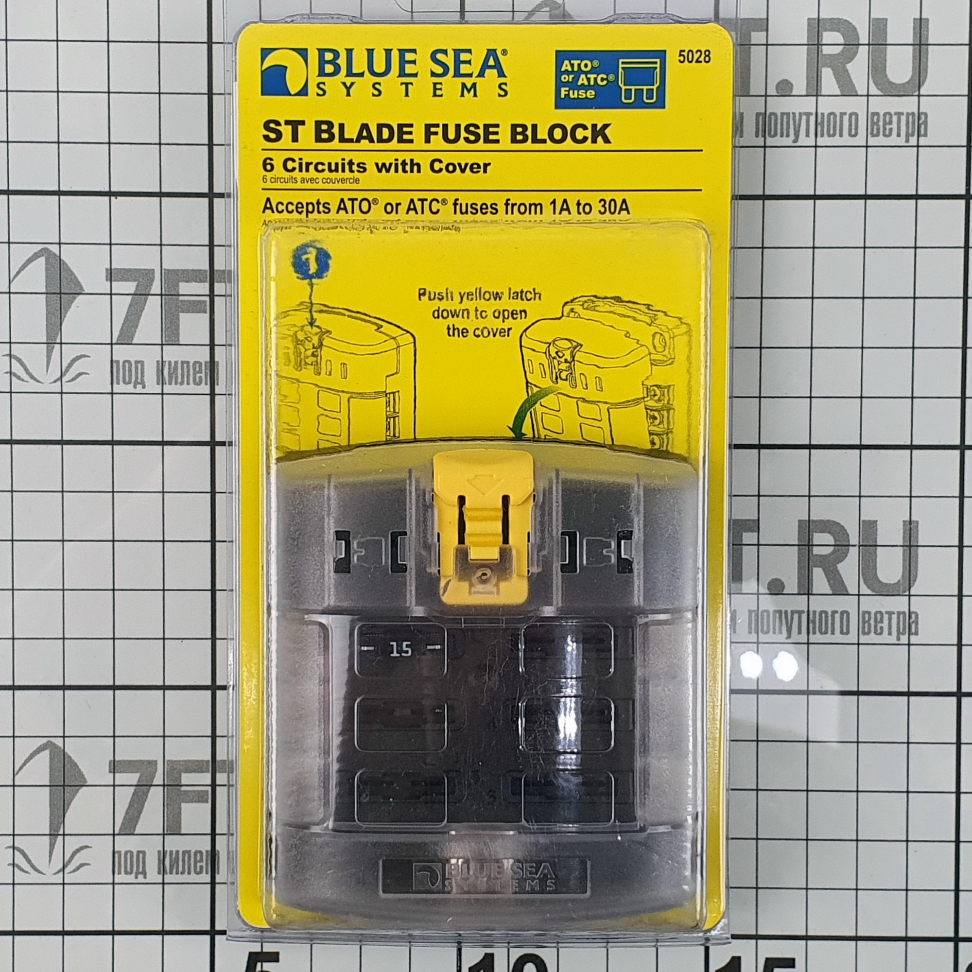 Блок предохранителей ATO/ATC Blue Sea ST-Blade 5028 32 В 30/100 А на 6 предохранителей с крышкой