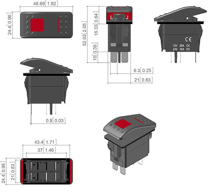 КЛАВИША GRUNER SW-01GR-Y ТИП "CARLING" ДЛЯ УПРАВЛЕНИЯ РЕЛЕ GRUNER 750H