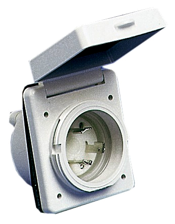 14.331.00 Розетка берегового питания водонепроницаемая, 110/220V-30А/IP56, белый АБС-пластик (102539