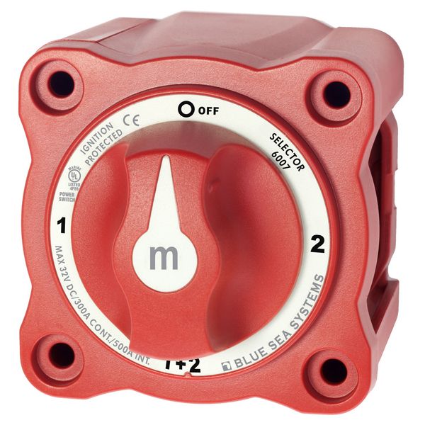 Переключатель АКБ Blue Sea m-Series 6007 32 В 300 А 4-х позиционный красный