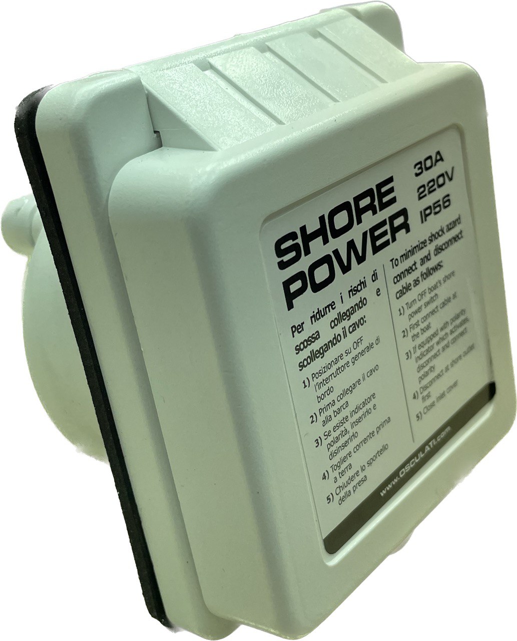 14.331.00 Розетка берегового питания водонепроницаемая, 110/220V-30А/IP56, белый АБС-пластик (102539