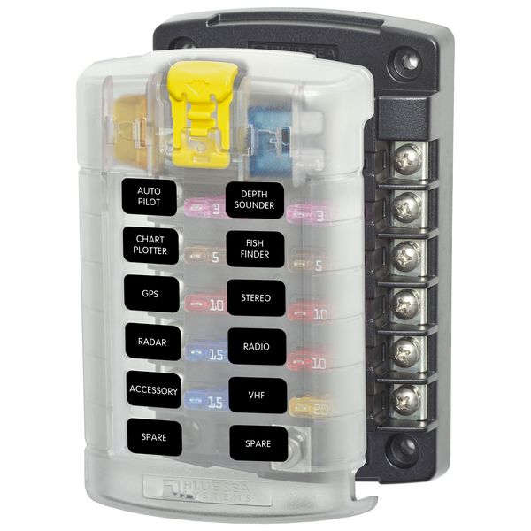 Блок предохранителей ATO/ATC Blue Sea ST-Blade 5029 32 В 30/100 А на 12 предохранителей с крышкой