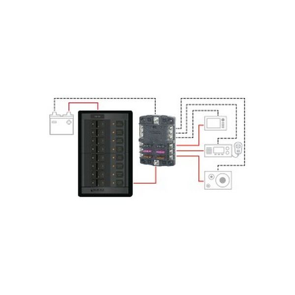 Блок предохранителей ATO/ATC Blue Sea ST-Blade 5025 32 В 30/100 А на 6 предохранителей с отрицательн