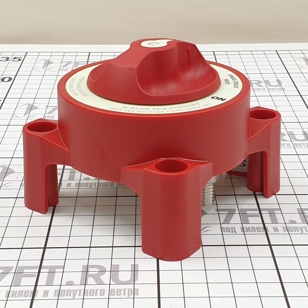 Переключатель АКБ Blue Sea e-Series 9003E 48 В 350 А однополюсный ВКЛ-ВЫКЛ красный