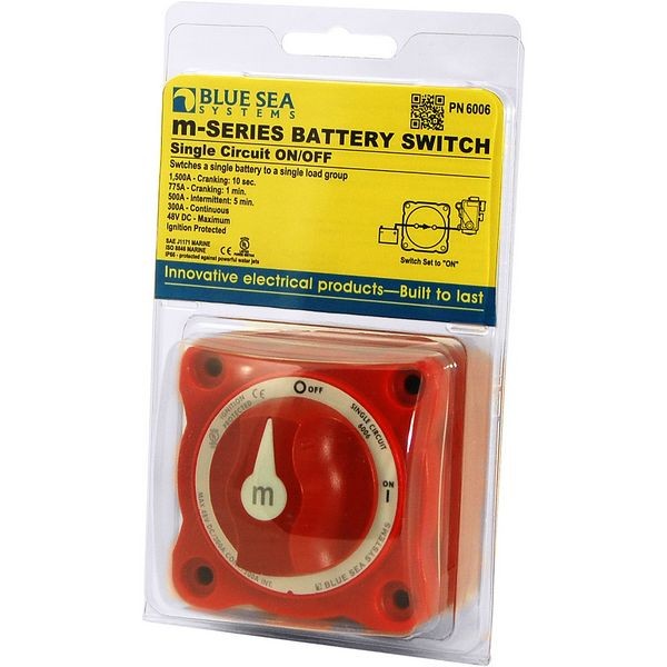 Переключатель АКБ Blue Sea m-Series 6006 48 В 300 А ВКЛ-ВЫКЛ красный