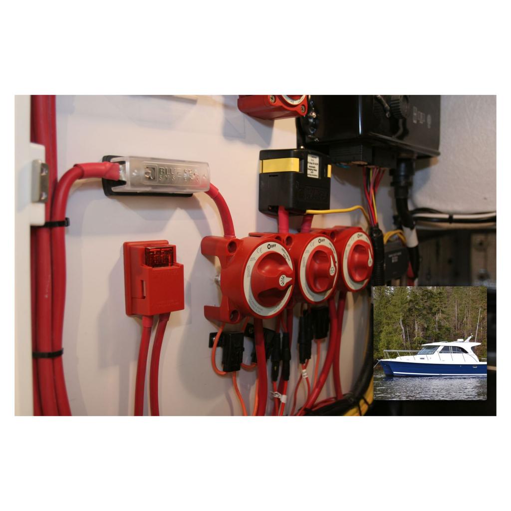 Переключатель АКБ Blue Sea e-Series 9003E 48 В 350 А однополюсный ВКЛ-ВЫКЛ красный