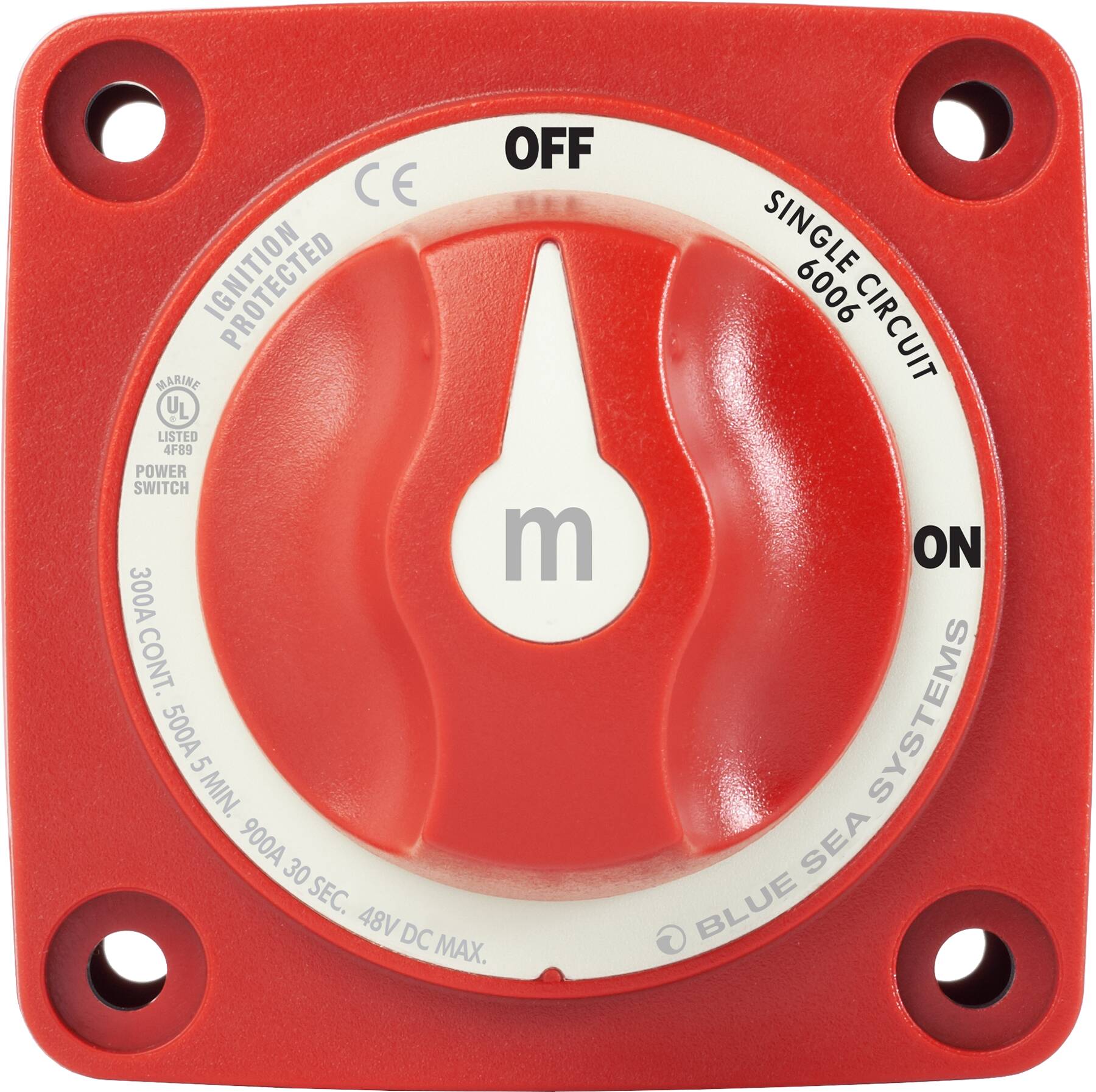 BlueSea m-Series Mini On-Off Battery Switch with Knob - Red 6006