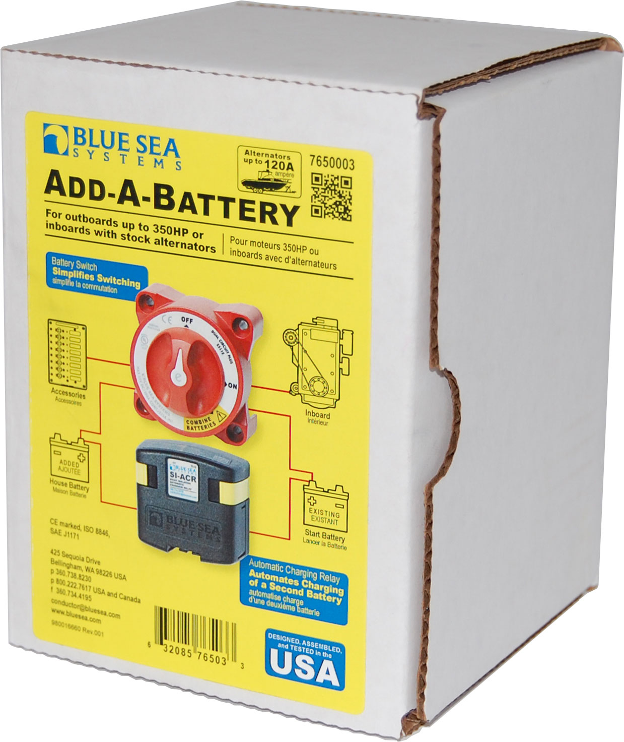 BlueSea Add-A-Battery Kit - 120A [Boxed] 7650003