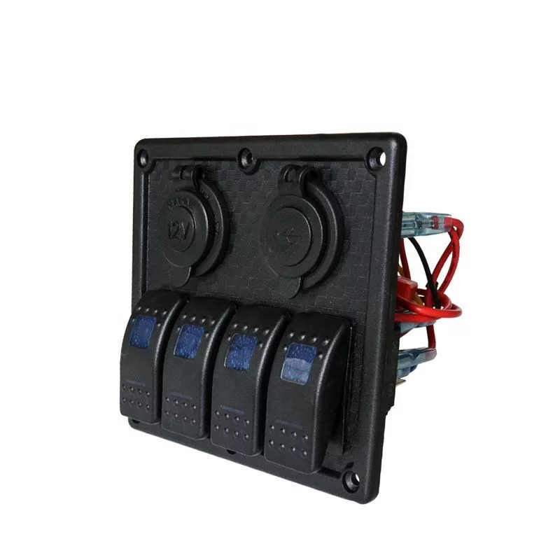 Панель управления с 4 выключателями, розеткой, 2 x USB, LP-S0014B