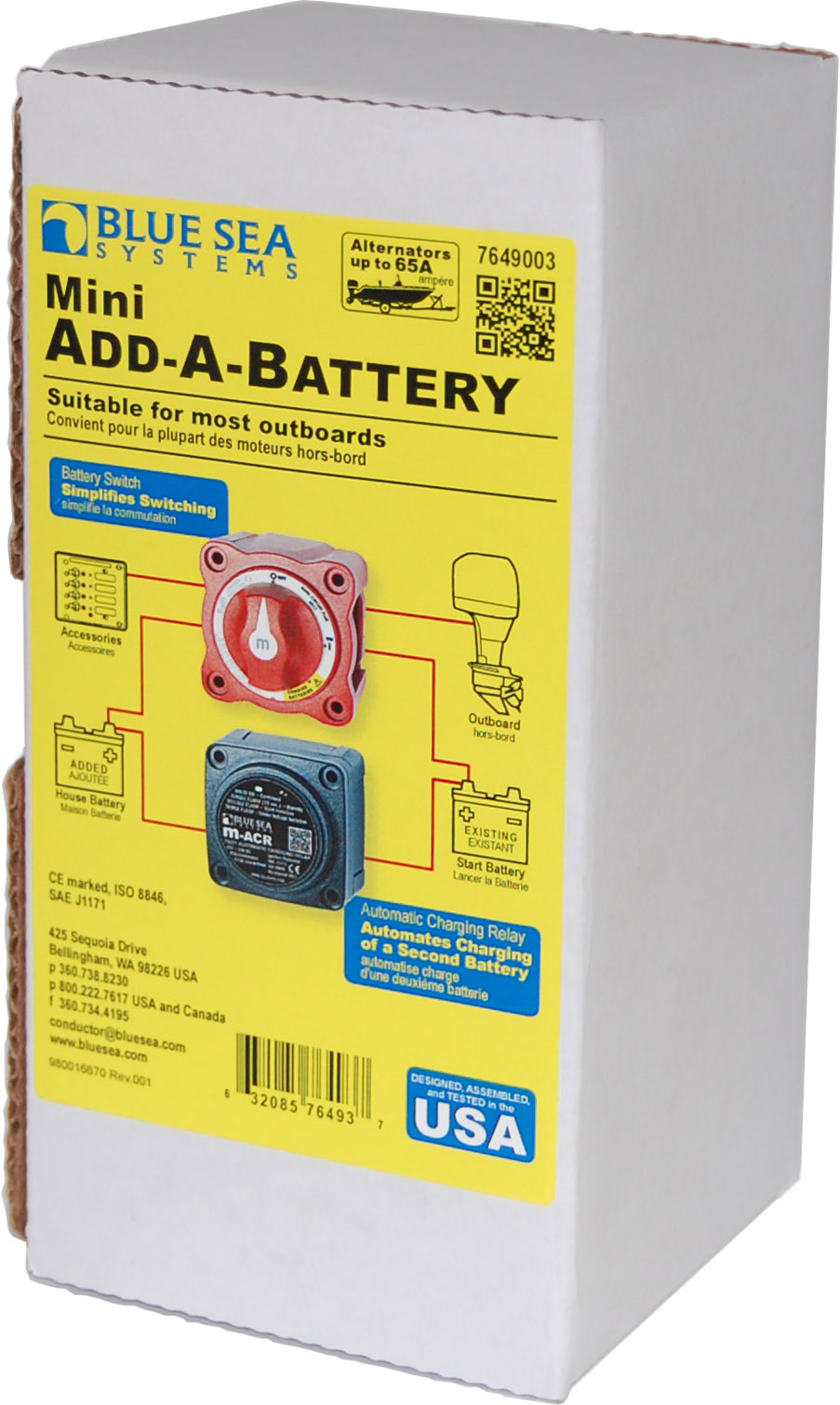 BlueSea Mini Add-A-Battery Kit - 65A [Boxed] 7649003
