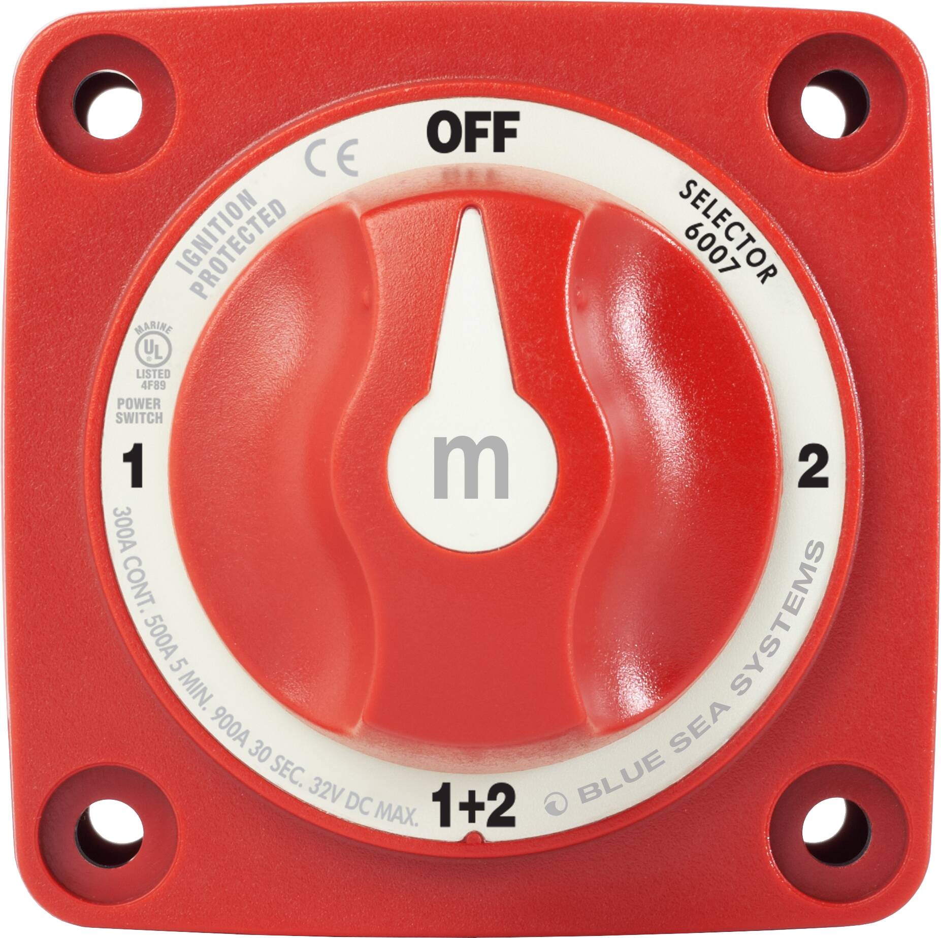 BlueSea m-Series Mini Selector Battery Switch - Red 6007