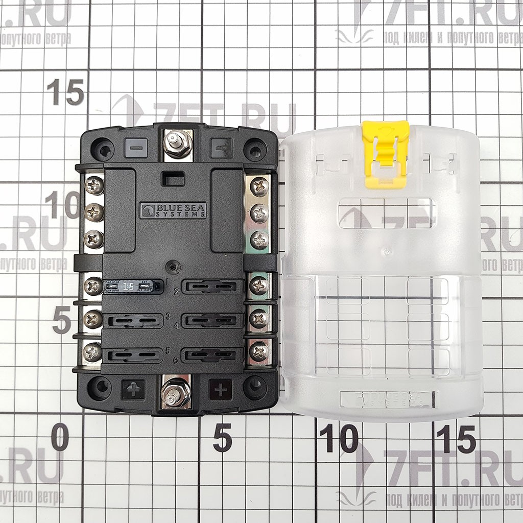 Блок предохранителей ATO/ATC Blue Sea ST-Blade 5025 32 В 30/100 А на 6 предохранителей с отрицательн