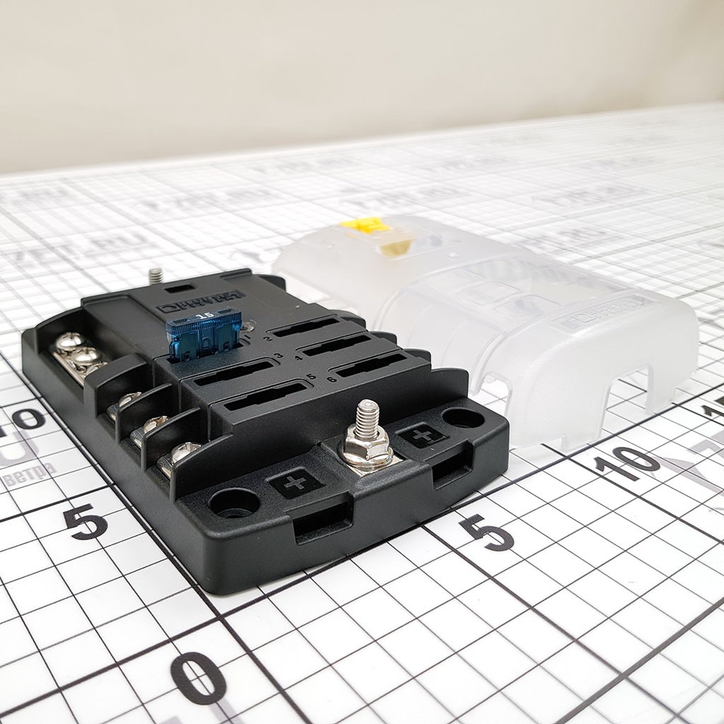 Блок предохранителей ATO/ATC Blue Sea ST-Blade 5025 32 В 30/100 А на 6 предохранителей с отрицательн